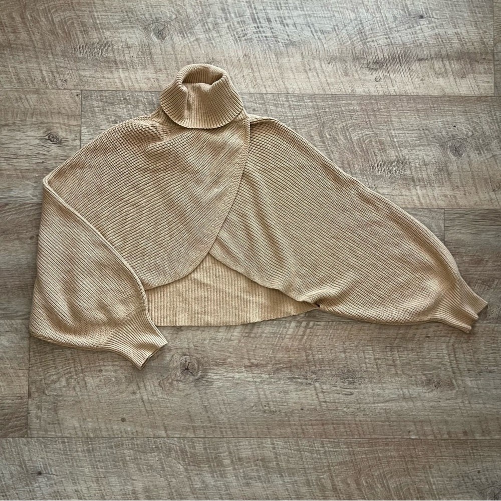 Lulu's Neutral Beige Cropped Turtleneck Sweater